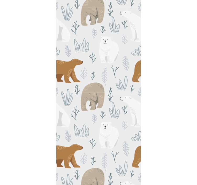 papel de parede animais padrão de urso marrom e polar - TenStickers