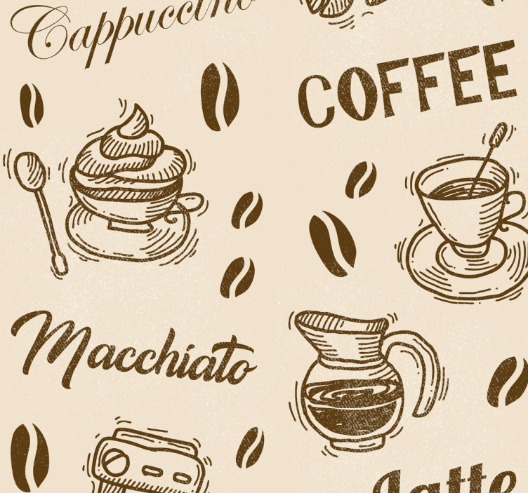 papel de parede com escritas Padrões de nomes de café 3d - TenStickers