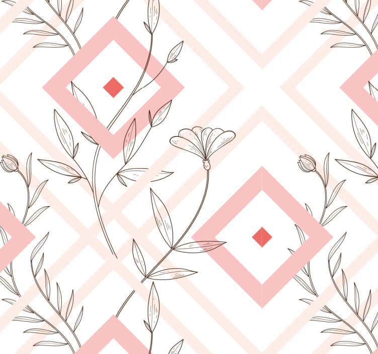 papel de parede para sala formas de diamantes florais - TenStickers