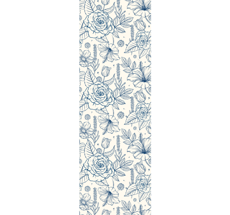 papel de parede florido Flor azul delft - TenStickers