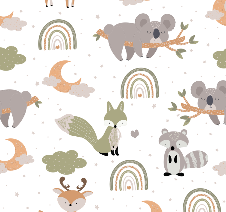 papel de parede infantil padrão animal escandinavoPadrão de anima - TenStickers