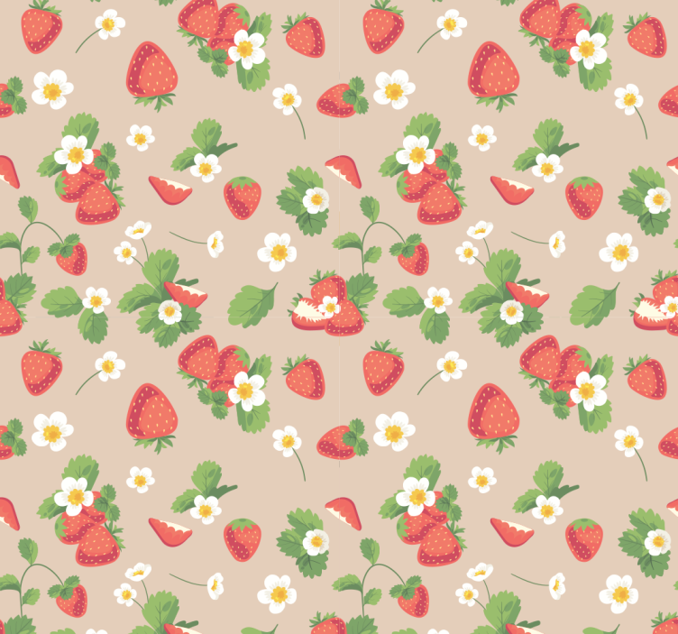 papel de parede para sala de jantar morangos e flores - TenStickers