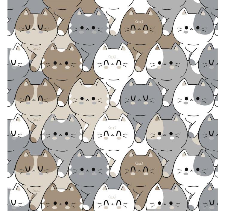 papel de parede infantil ilustração de gatos - TenStickers