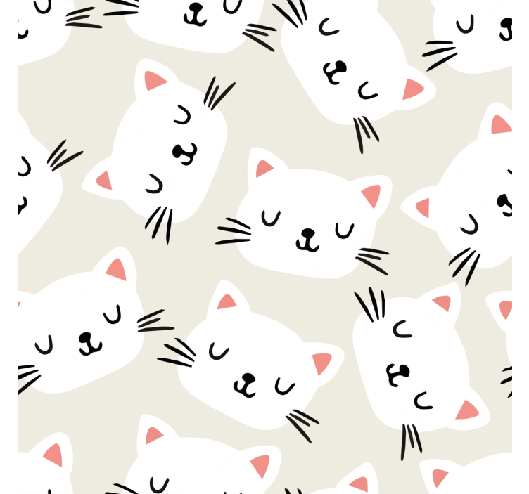 papel de parede infantil desenho de cara de gato branco - TenStickers