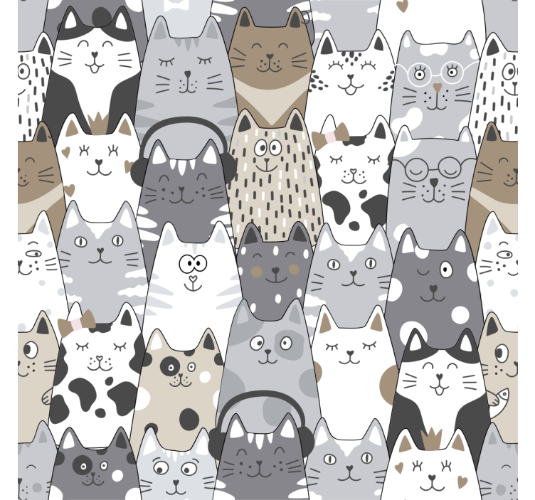 papel de parede infantil gatos de desenho animado - TenStickers