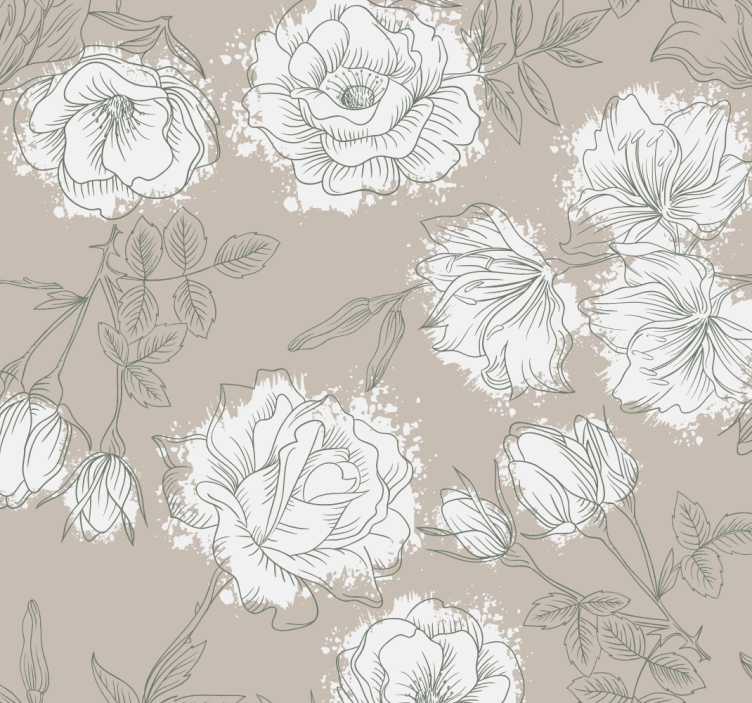 papel de parede flores padrão floral elegante - TenStickers