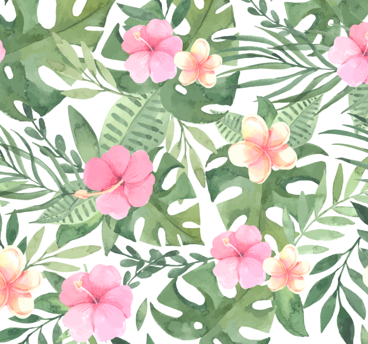 Papel de parede folhas padrão floral tropical - TenStickers