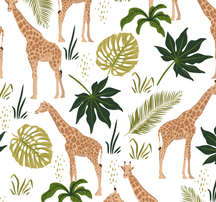 papel de parede animais tema girafa safari - TenStickers