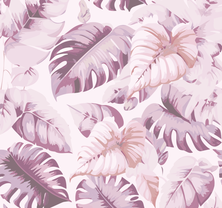 papel de parede rosa grandes folhas tropicais - TenStickers