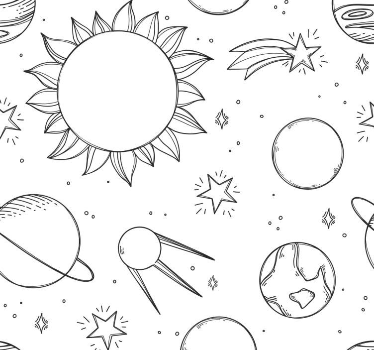 papel de parede infantil rabisco espacial - TenStickers