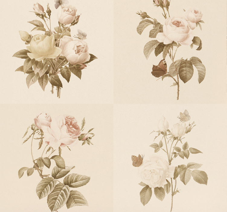 papel de parede entrada design de azulejos florais - TenStickers