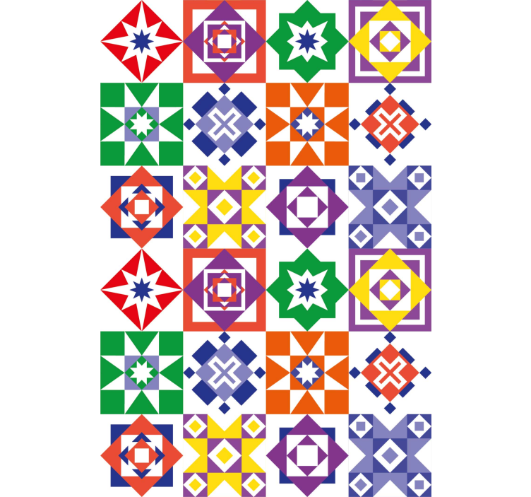 papel de parede azulejo desenho multicolorido - TenStickers