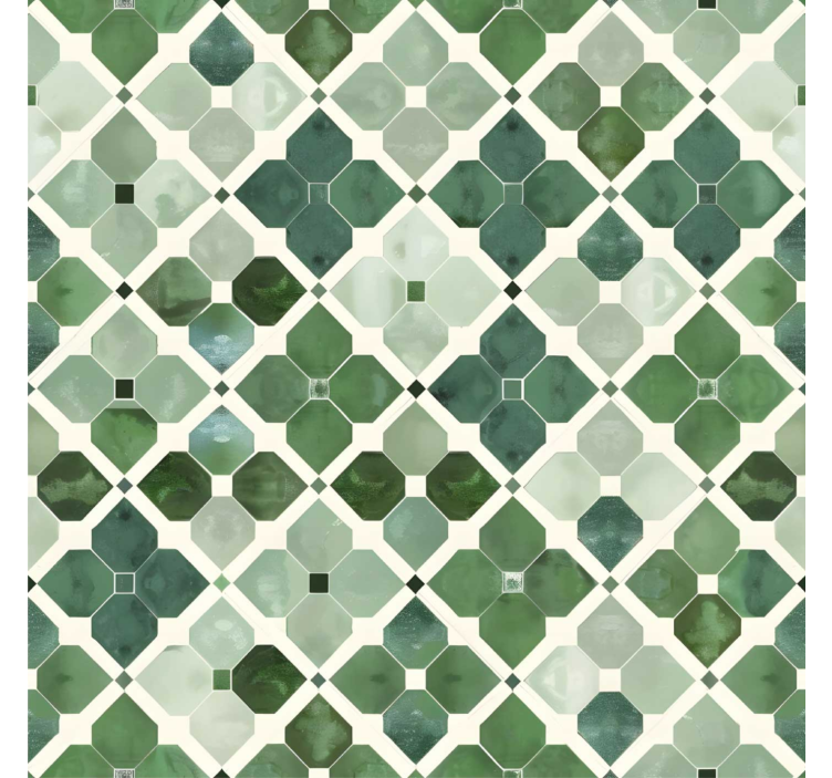 papel de parede azulejo padrão verde árabe - TenStickers
