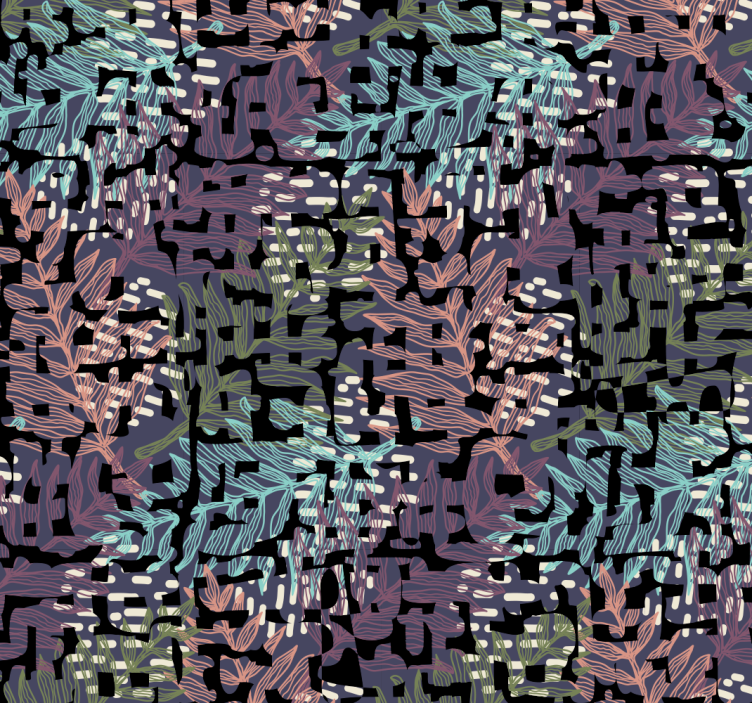 Papel de parede folhas padrão de folhagem digital - TenStickers