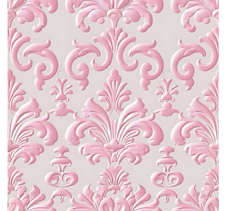 papel de parede barroco padrão rosa - TenStickers