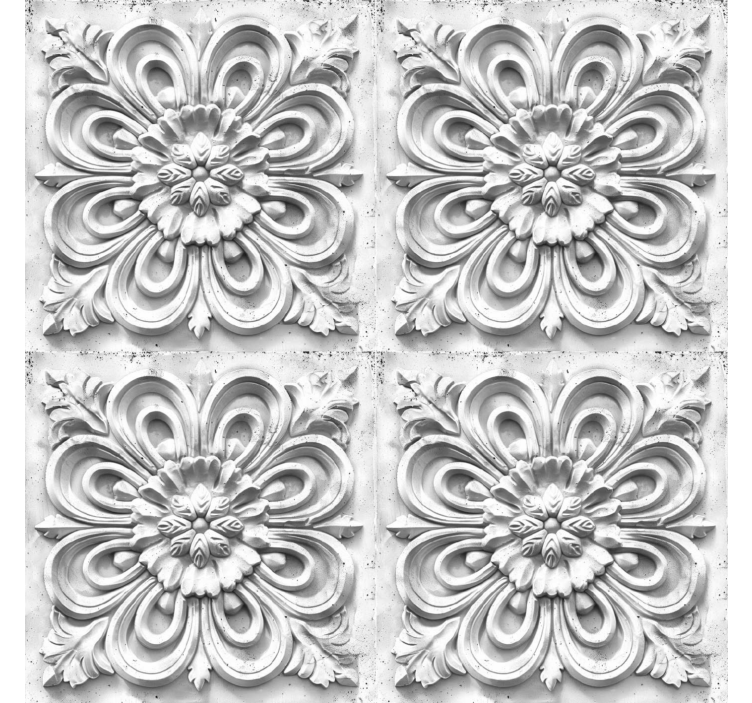 papel de parede barroco azulejos brancos - TenStickers