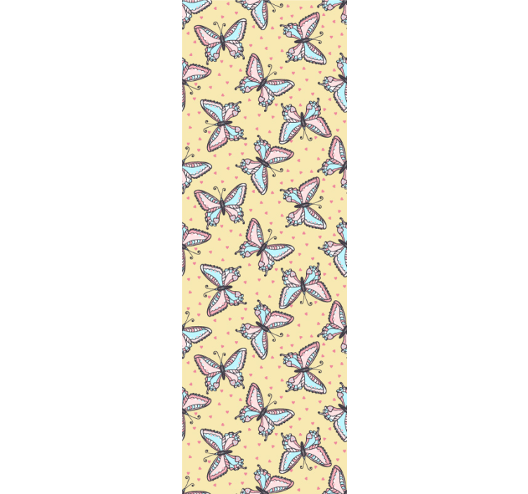 Papel de parede Corações com borboletas - TenStickers