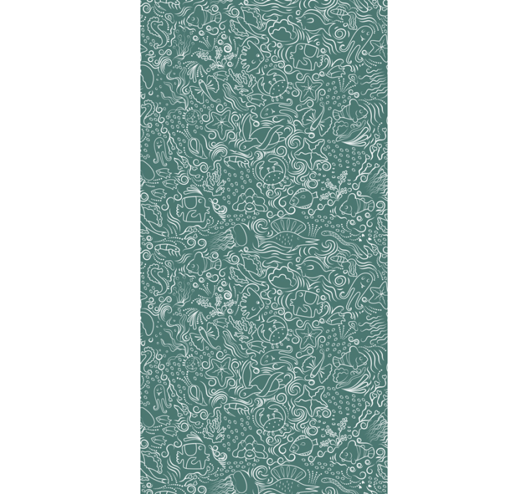 Papel parede padrão marinho desenhado à mão - TenStickers