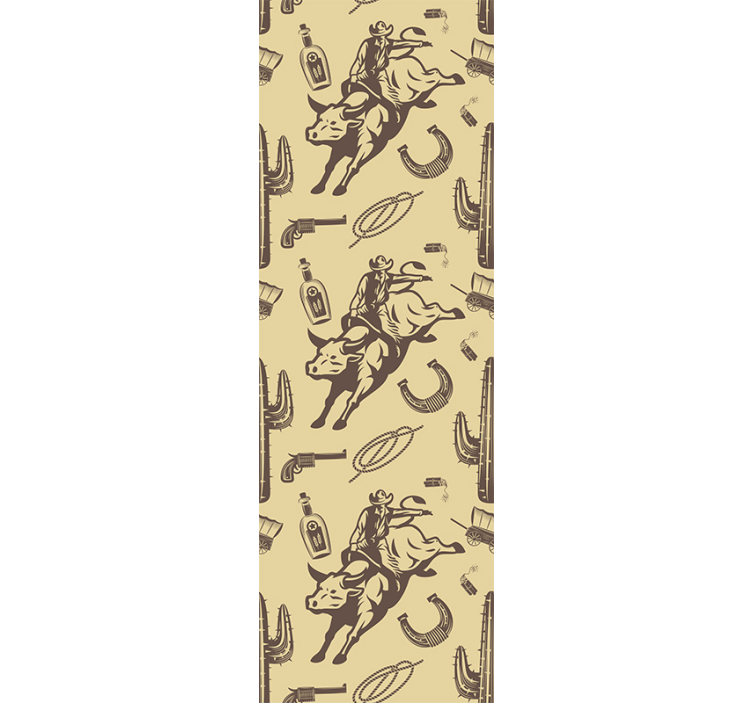 papel parede quarto Vaqueiro, montando um touro - TenStickers