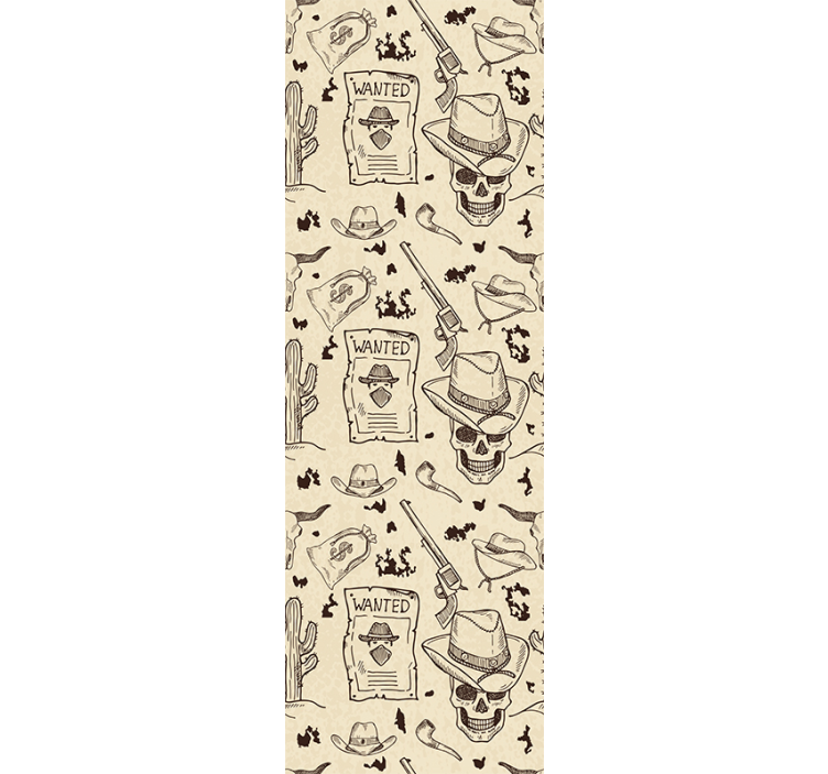Papel de parede outros vintage design de caveira cowboy - TenStickers
