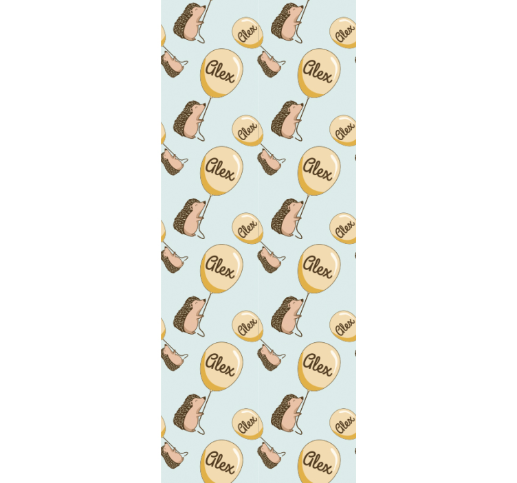 Porco-espinho com balão e papel de parede com nome - TenStickers