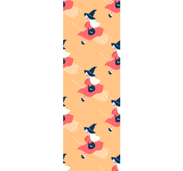 papel de parede para sala Bruxas ornamentais de halloween - TenStickers