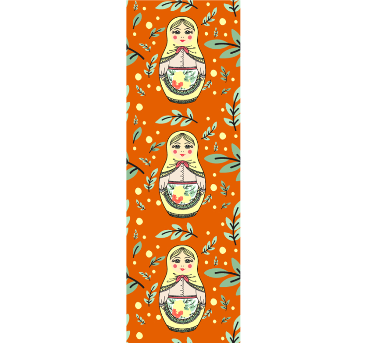 papel de parede floral padrão tradicional matryoshka - TenStickers