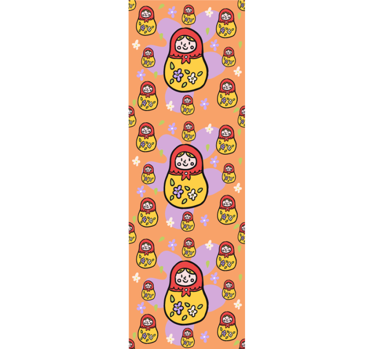 Papel de parede animais bonecas matryoshka coloridas - TenStickers