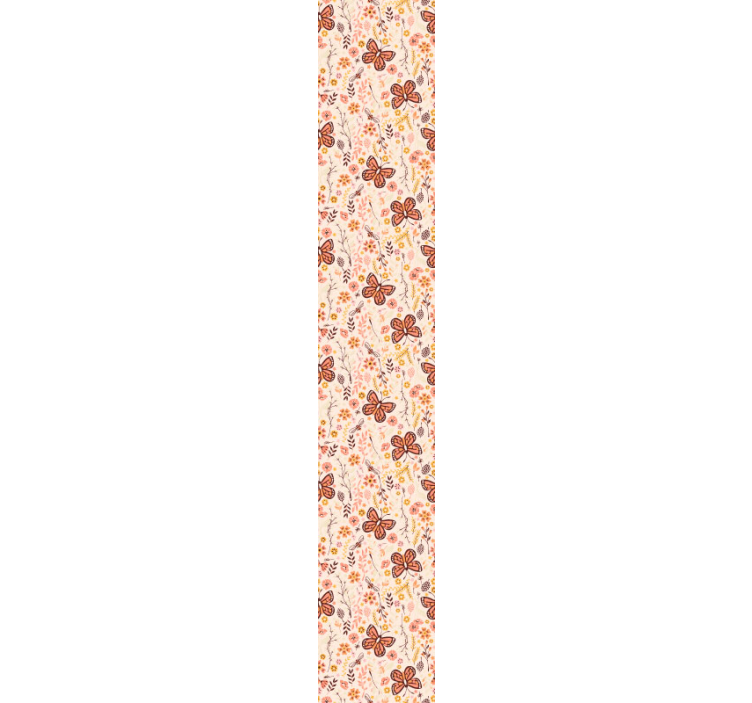 papel de parede floral Flores rosa e borboletas - TenStickers