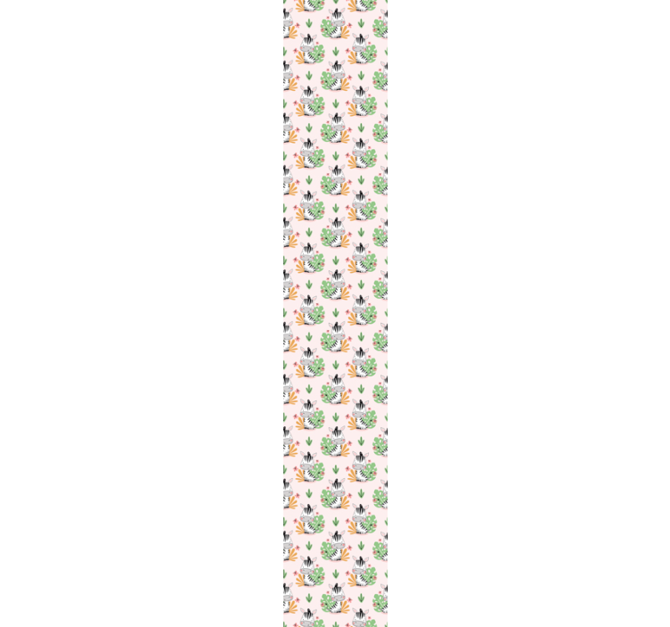 papel de parede de animais Desenho animado zebra e folhas - TenStickers