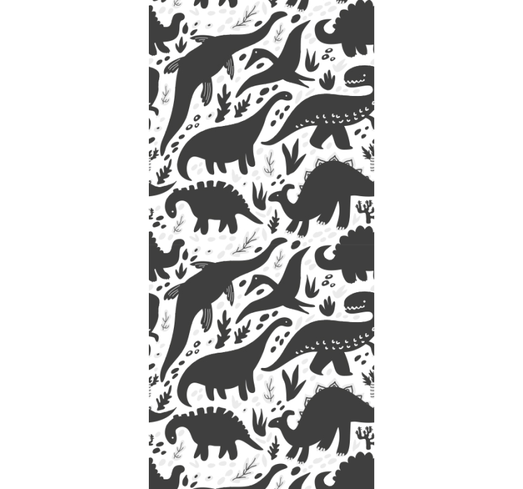 papel de parede de animais Padrão de dinossauro preto - TenStickers