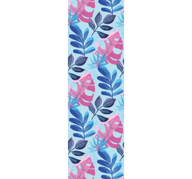 papel de parede natureza Monstera rosa e azul - TenStickers