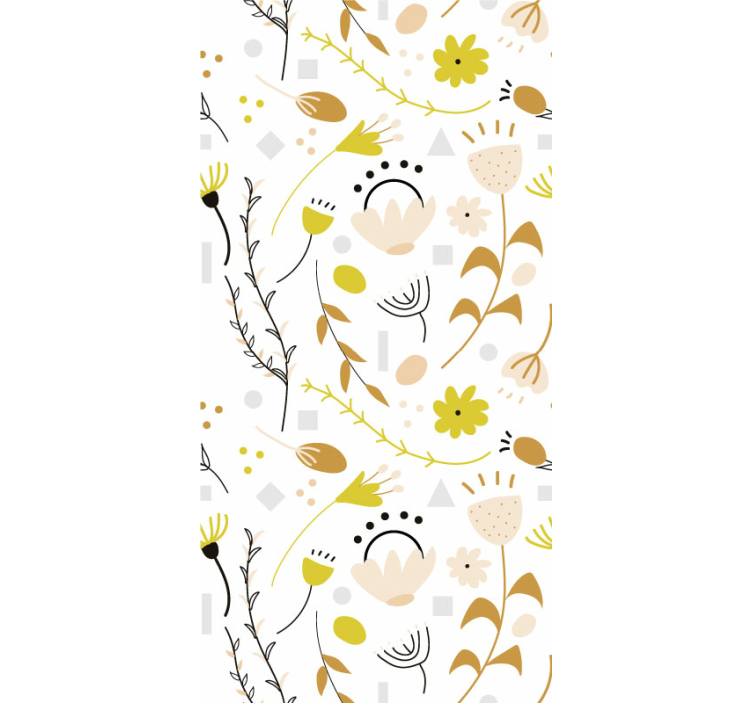 papel de parede floral Flores e pontos desenhados à mão - TenStickers