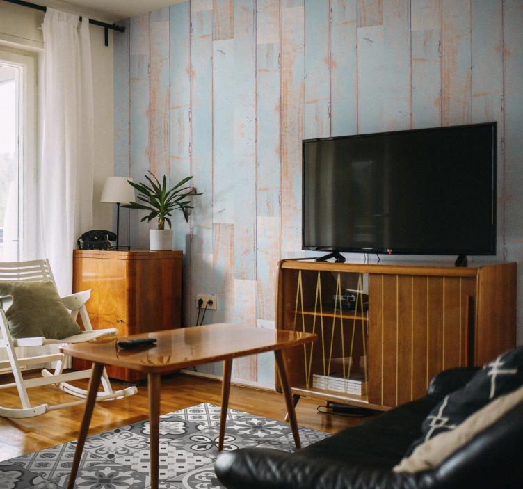 Papel de parede para quarto madeira azul - TenStickers