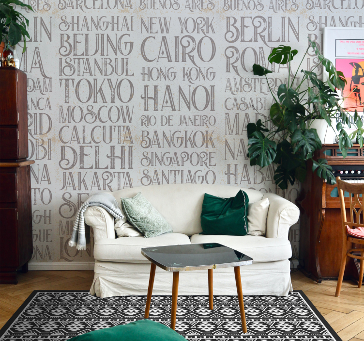 papel de parede com escritas Cidades do mundo - TenStickers