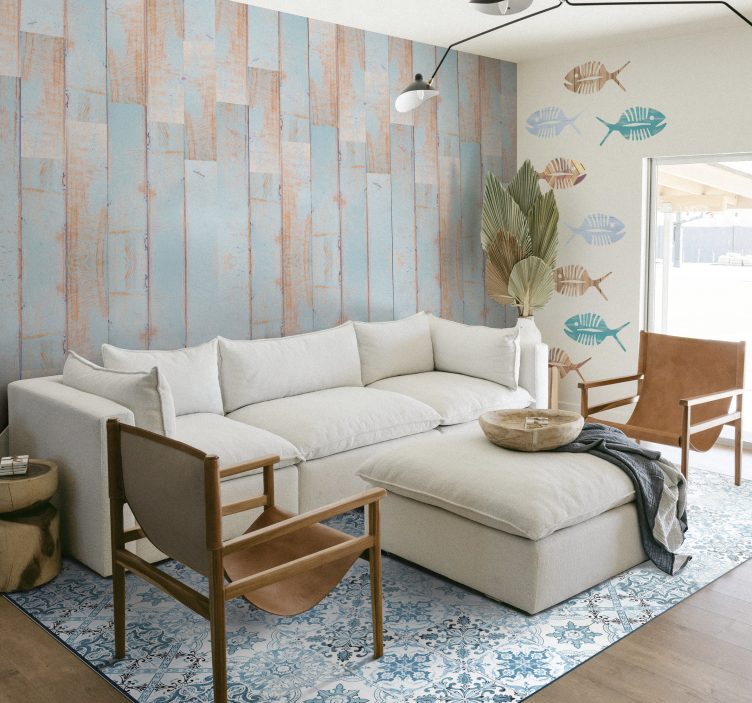 Papel de parede para quarto madeira azul - TenStickers