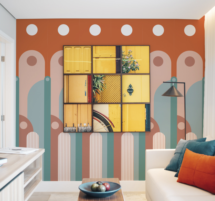 papel de parede para sala formas geométricas curvas - TenStickers