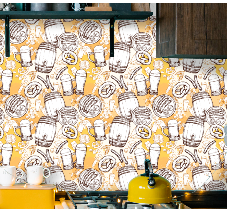 papel de parede para cozinha Estilo de cerveja vintage - TenStickers
