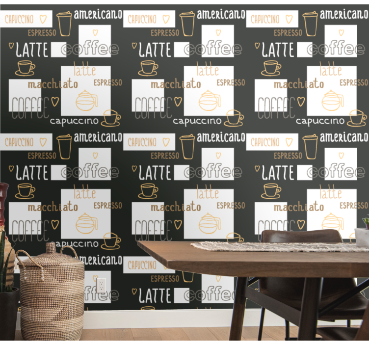 papel de parede para cozinha Desenhos decorativos de café - TenStickers