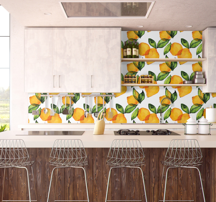 Papel de parede ornamentais estilo mediterrâneo de limão - TenStickers