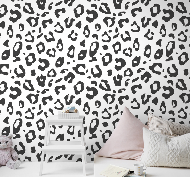 Papel de parede de leopardo preto e branco - TenStickers
