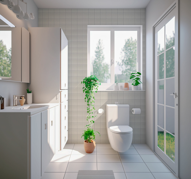 papel de parede azulejos Telhas brancas - TenStickers