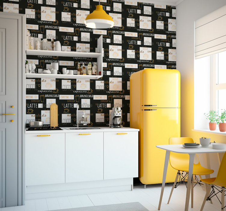 papel de parede para cozinha Desenhos decorativos de café - TenStickers