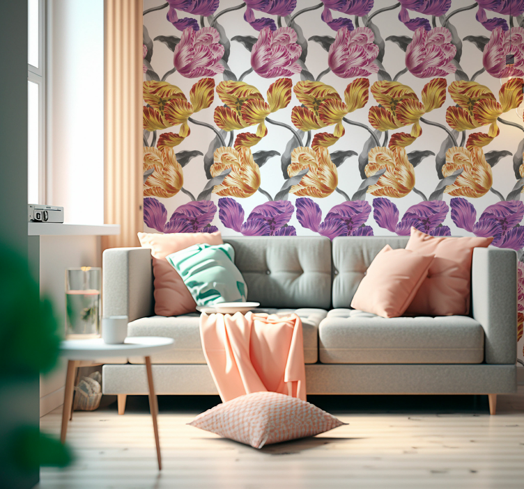 papel de parede flores tulipas elegantes - TenStickers