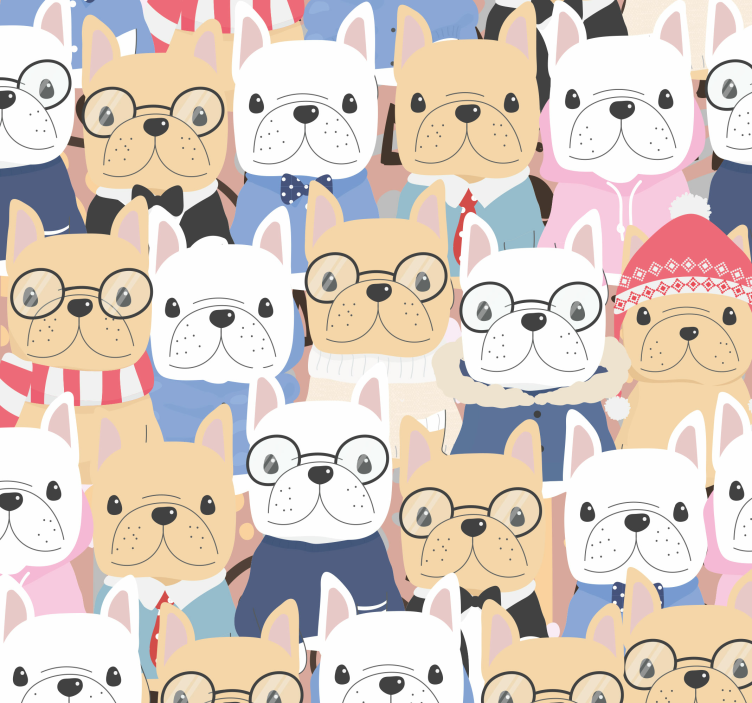 papel de parede de animais Cachorros multicoloridos - TenStickers