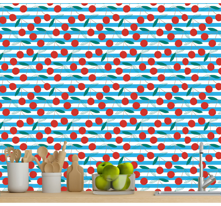 papel de parede para cozinha padrão abstrato de frutas - TenStickers