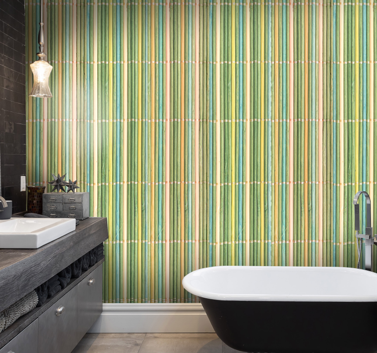 Papel de parede para casa de banho bambu fino - TenStickers