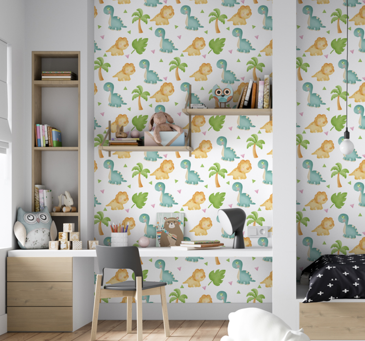 Papel de parede dinossauros brincadeira de dinossauro - TenStickers