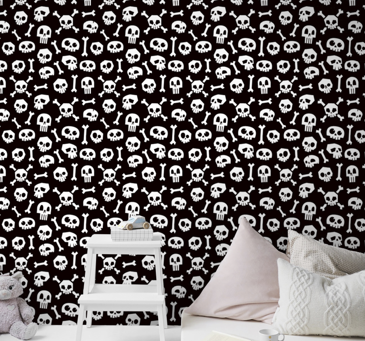 Esqueleto de halloween com papel de parede - TenStickers