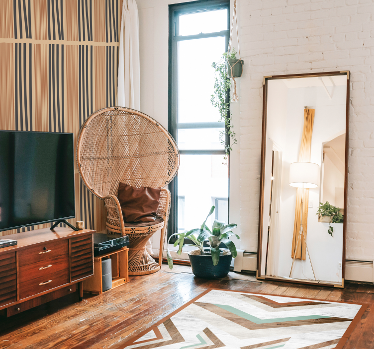 papel de parede para sala design de listras boho - TenStickers